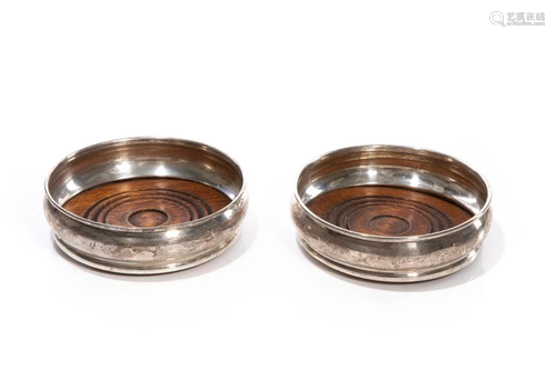 PAIR OF ENGLISH SILVER WINE COASTERS