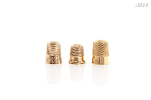 THREE AMERICAN 14K GOLD THIMBLES 8g