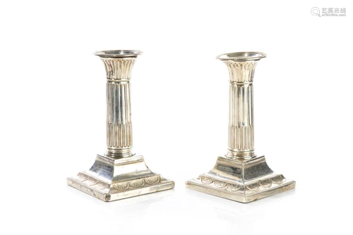 PAIR OF ENGLISH SILVER CANDLESTICKS