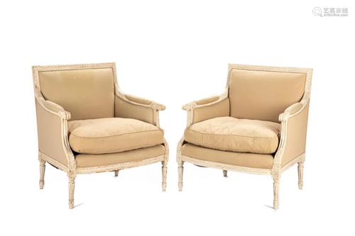 PAIR OF OVERSIZED FRENCH ARMCHAIRS & O…