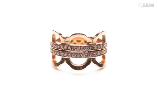 GOLD RING WITH DIAMOND BANDS, 7g