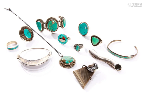 NAVAJO & OTHER SILVER JEWELLERY, 123g