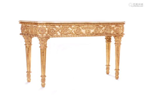 DECORATIVE MARBLE TOP GILTWOOD …