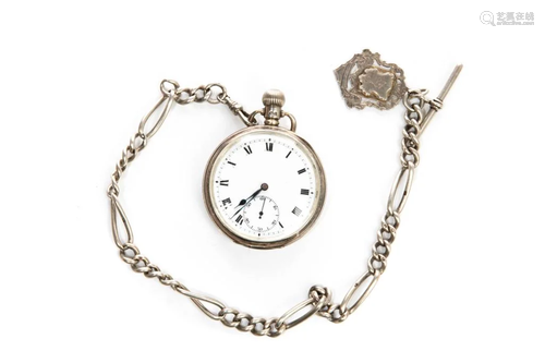 ENGLISH SILVER POCKET WATCH & CHAIN…