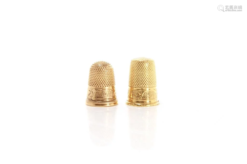 TWO 18K GOLD THIMBLES 9g