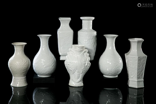 GROUP OF CHINESE WHITE GLAZED PORCELAI…