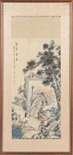 FRAMED CHINESE AUSPICIOUS PAINTING O…