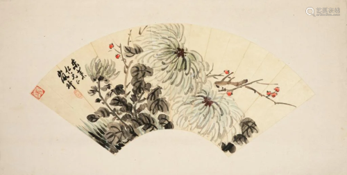 CHINESE FAN PAINTING, CHRYSANTHE…