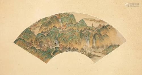 WEN QIQIU (1862-1941), LANDSCAPE FAN …