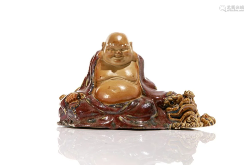 SHIWAN POTTERY GLAZED BUDDHA ON LIO…