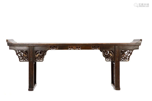 LARGE CHINESE LACQUERED ALTAR TABLE,…