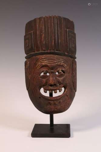 China, Yao, Guizho, Khali, carved wooden face mask…