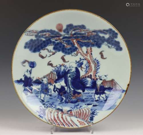 China, blauw wit en ijzerrood porseleinen jaarbord…