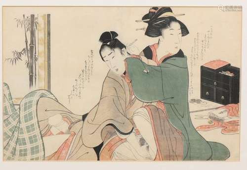 Japan, houtsnede, school van Utamaro, ca. 1800,Shu…