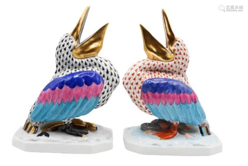 Pair of Herend Hungary Porcelain Pelican …