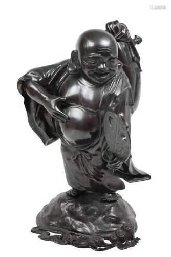 Chinese Traveling & Laughing Buddha Bronze F…