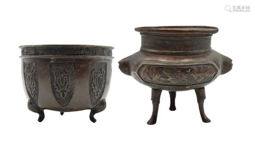 (2) Chinese Bronze Planters