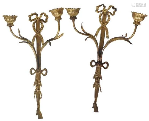 Vintage Pair of Bronze Wall Sconces