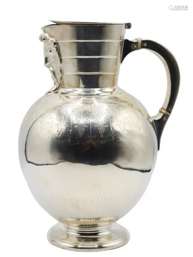 Plated Silver Pitcher w/ Facial Design on Spout