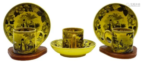 (10) French Yellow Creil Porcelain Set