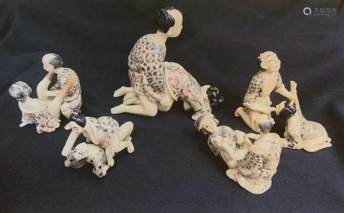 Group of (5) Japanese Erotic Figures