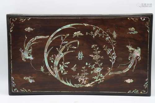 Antique Chinese Lacquer Box, Mother of Pe…