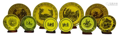 (10) French Yellow Creil Porcelain Set