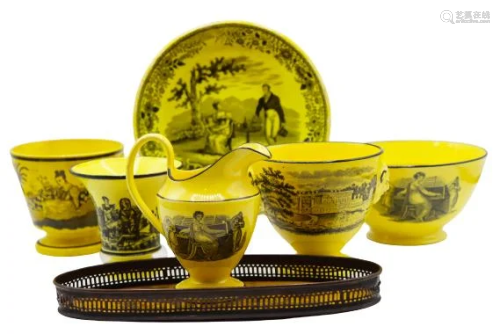 (7) French Yellow Creil Porcelain Set