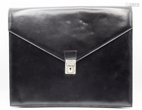 Fendi Italian Black Leather Portfolio