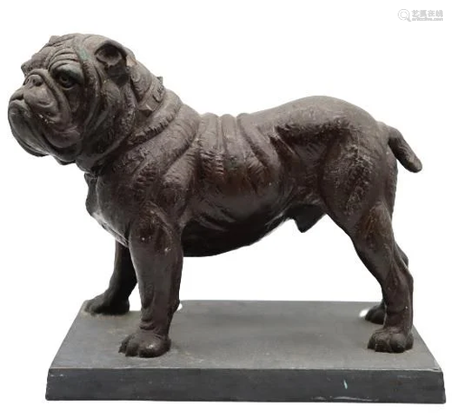 Large Bulldog Sculpture w/ Metal Base