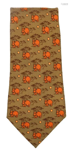 Hermes Silk Hippo Tie