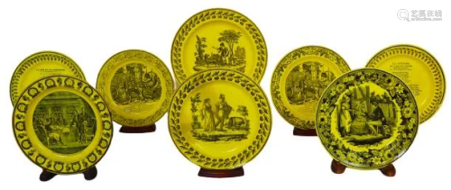 (8) French Yellow Creil Porcelain Set