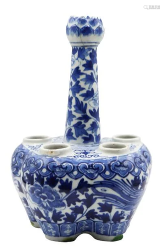 Chinese Blue & White Porcelain Tulip Vase