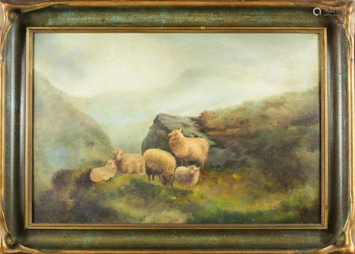 Antique Highland Sheep in a Landscape, Oil