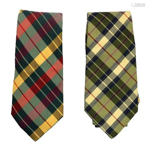 Pair of Plaid Aquascutum Italian Ties