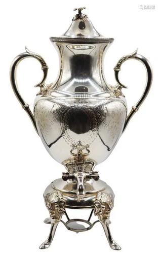 19th C English Silver Plated Tea/Coffee Urn