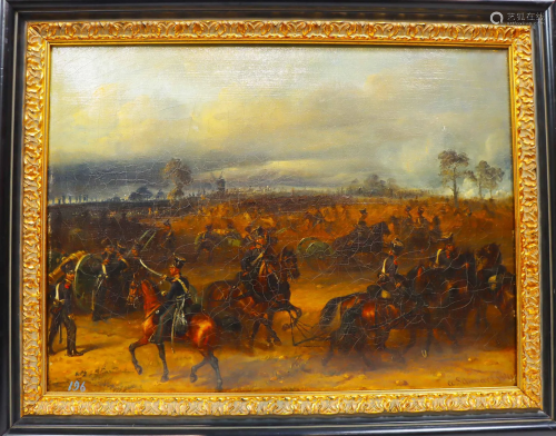 19th C. Continental European Battle Scene, O/C