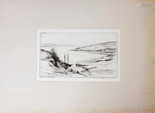 Coastal Landscape, Signed Etching, Cornwall, …