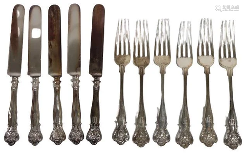 (11) Piece Sterling Knife and Fork Set