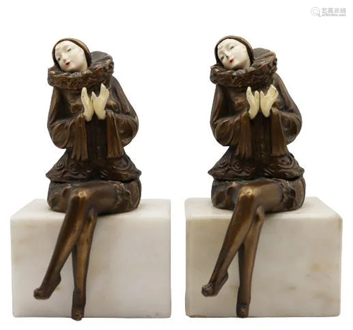 Pair of Vintage Pierrette Figurine Bookends