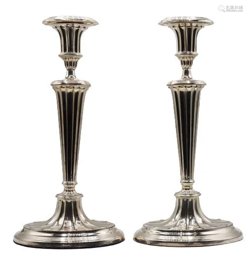 English Silver Plate Pair of Candlesticks