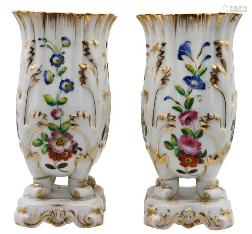 Pair of Painted Porcelain Flower Vases