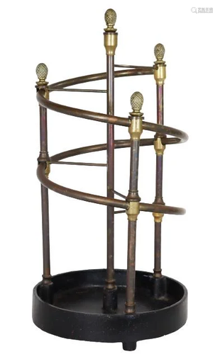 Vintage Brass & Iron Umbrella Stand