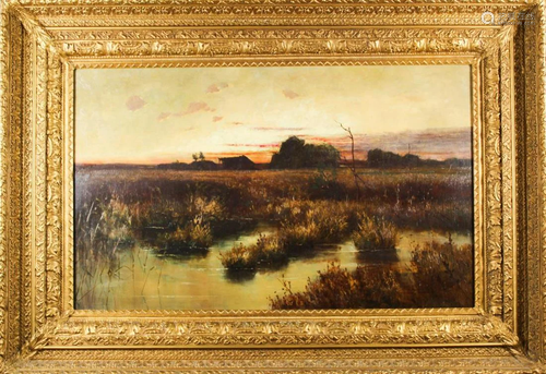 Large 19th C American Painting, Oil on…