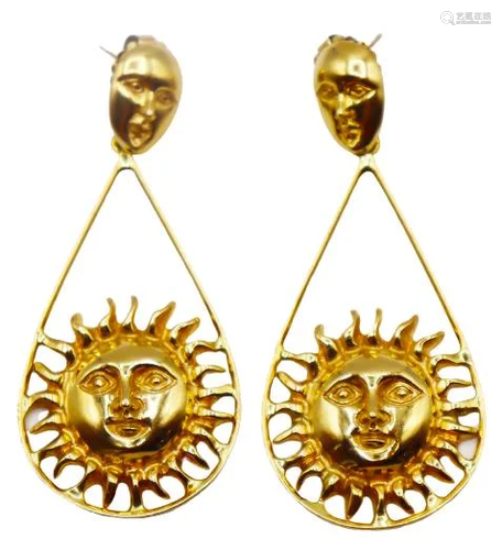 Pair Original Sergio Bustamante 18k Gold Earri…