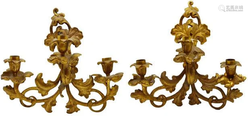 Pair of Gilt Bronze Continental Sconces