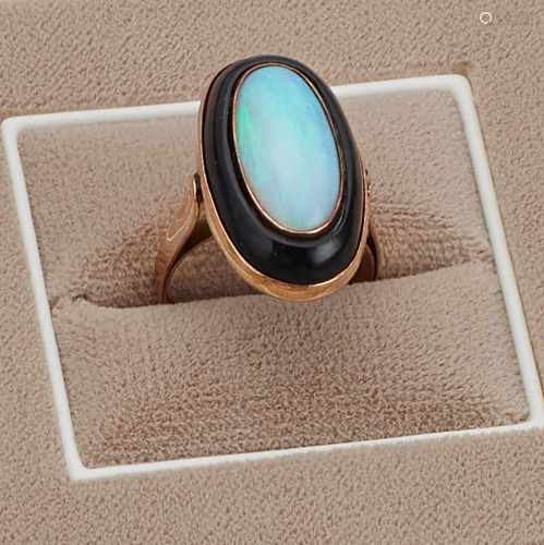 Vintage Opalring mit Onyx