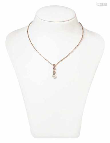 Vintage Collier mit Diamanten und Perle