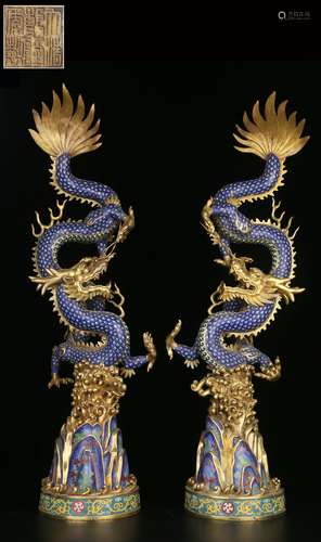 pair of chinese enamel gilt bronze 