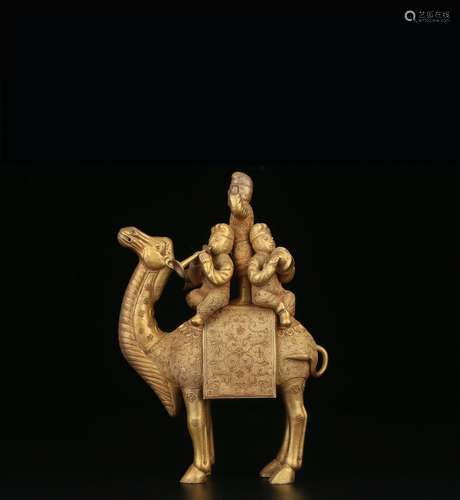 chinese old collection gilt silver camel ornament